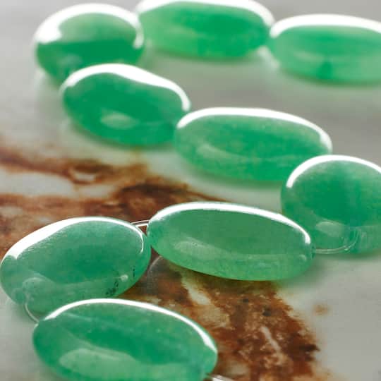 12 Pack: Green Oval Quartzite Beads, 20mm by Bead Landing™